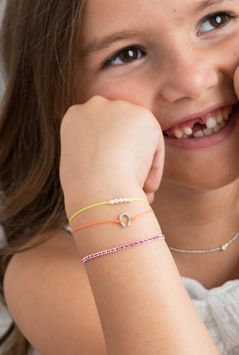 String bracelet with diamond-paved horseshoe in white gold - Redline - 0++