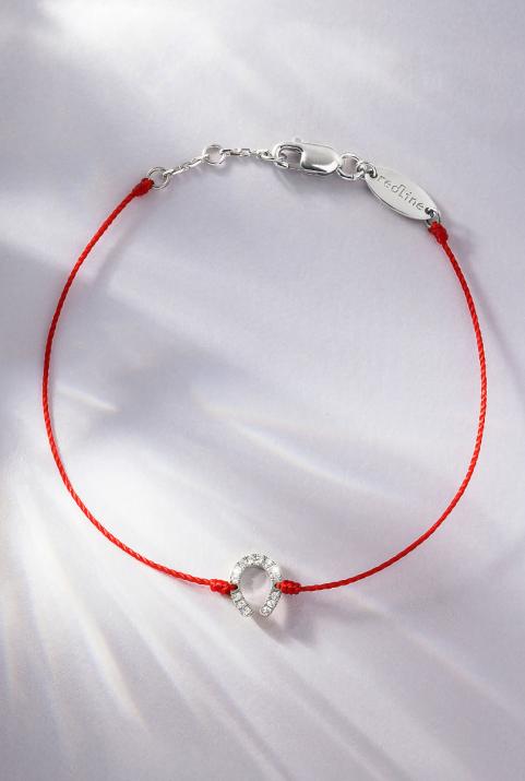 String bracelet with diamond-paved horseshoe in white gold - Redline - 0++