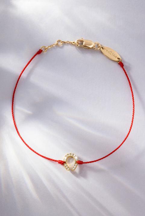 String bracelet with diamond-paved horseshoe in yellow gold - Redline - 0++