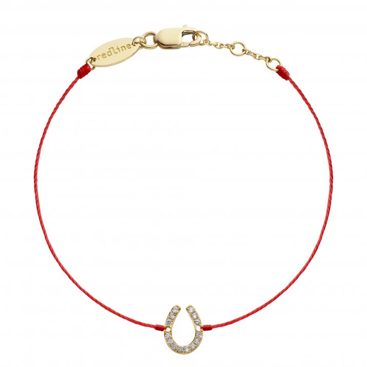 String bracelet with diamond-paved horseshoe in yellow gold - Redline - 0++