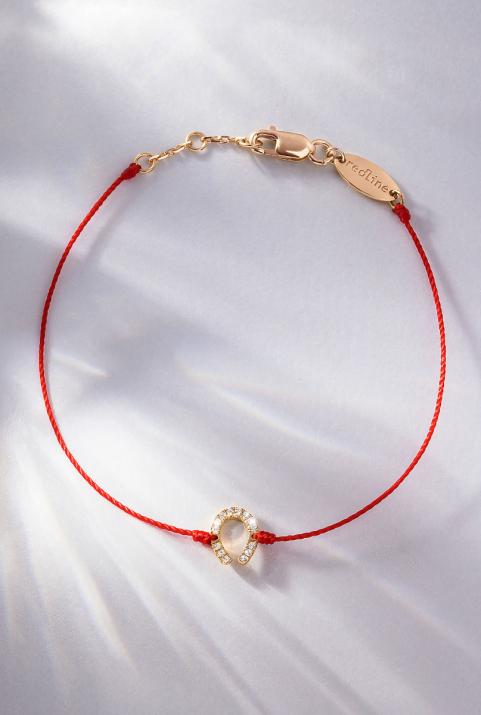 String bracelet with diamond-paved horseshoe in rose gold - Redline - 0++