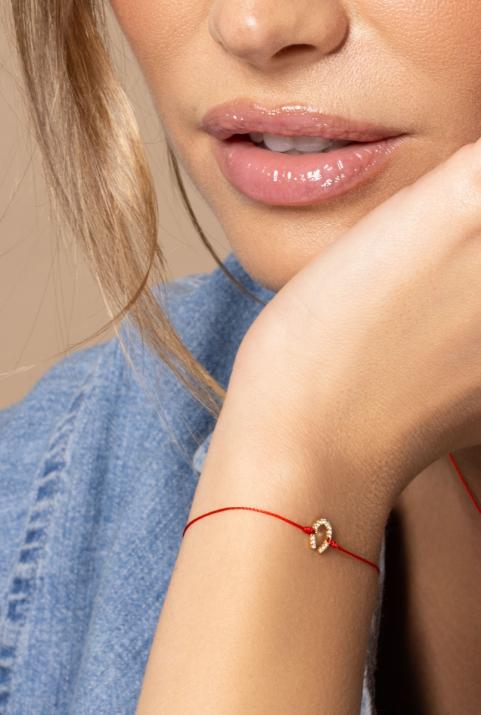 String bracelet with diamond-paved horseshoe in rose gold - Redline - 0++