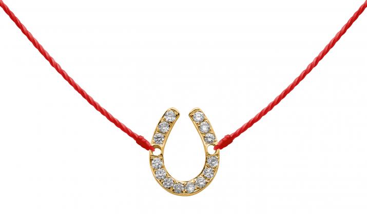 String necklace with diamond-paved horseshoe in yellow gold - Redline - 0++