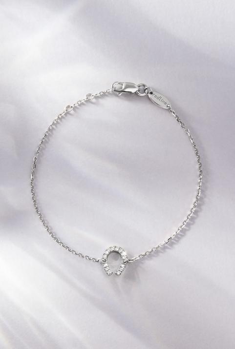 Chain Bracelet For Women with 0.04ct Round Diamond in White Gold Pavé Setting - Redline - 0++