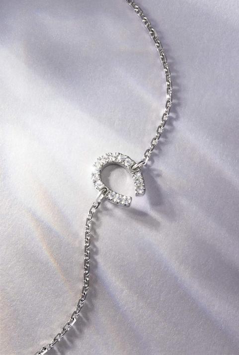 Chain Bracelet For Women with 0.04ct Round Diamond in White Gold Pavé Setting - Redline - 0++
