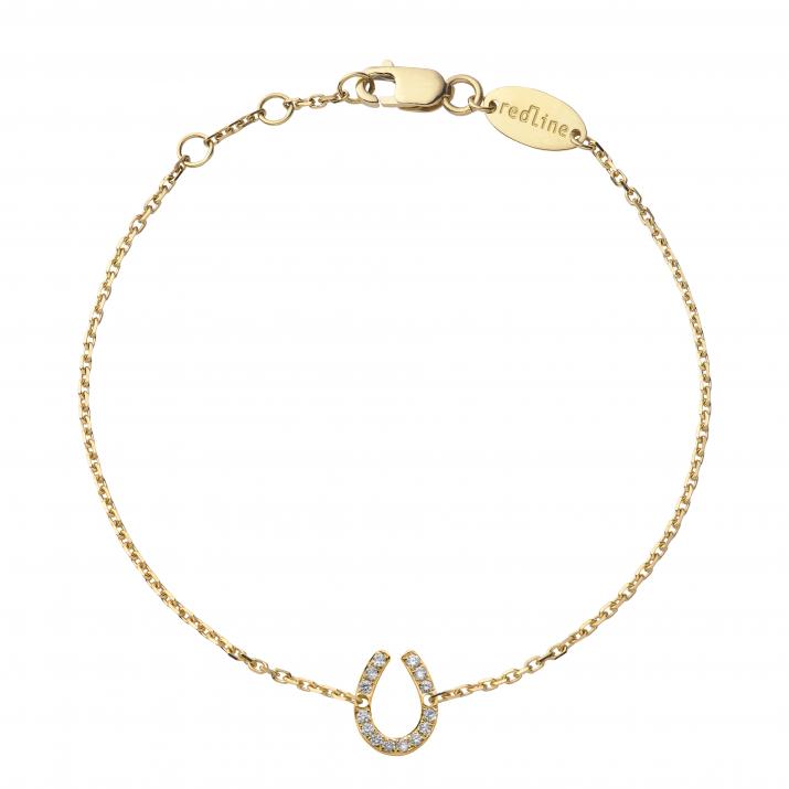 Yellow gold chain bracelet with diamond-paved horseshoe - Redline