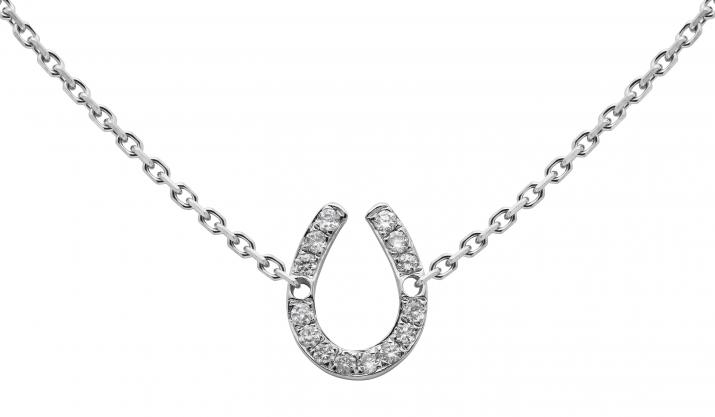 White gold chain necklace with diamond-paved horseshoe - Redline