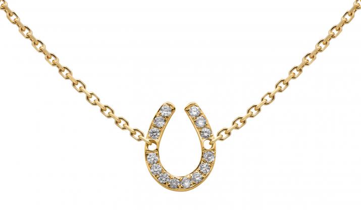 Yellow gold chain necklace with diamond-paved horseshoe - Redline