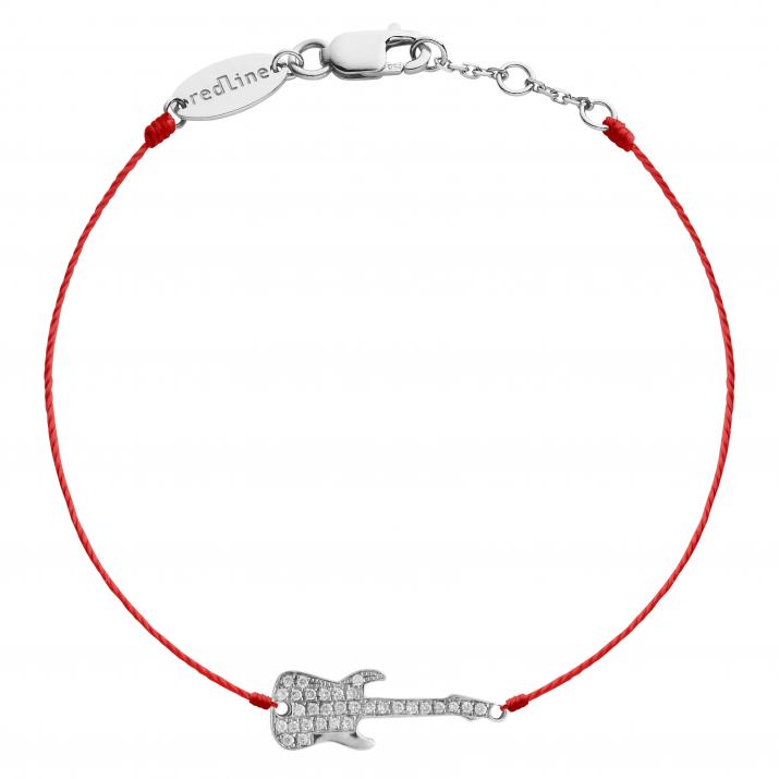 String bracelet with diamond-paved guitar in white gold - Redline