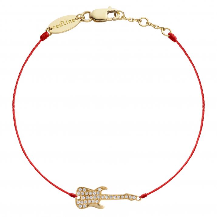 String Bracelet For Women with 0.064ct Round Diamond in Yellow Gold Pavé Setting - Redline