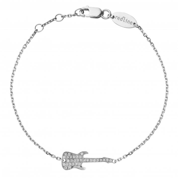 White gold chain bracelet with diamond-paved guitar - Redline