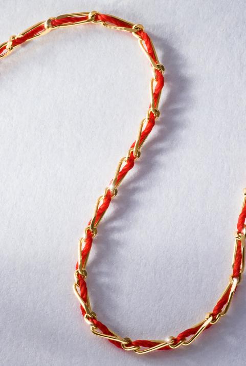 ストリングゴールドチェーン織りブレスレット - Redline - 0++