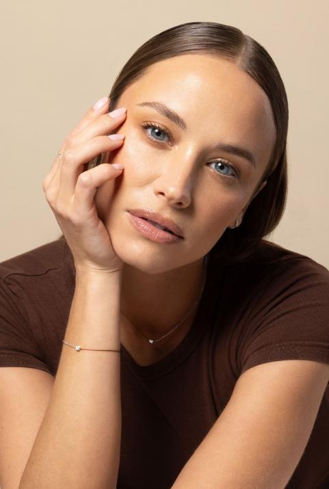 String and chain bracelet with 0.1ct diamond in white gold bezel setting - Redline - 0++