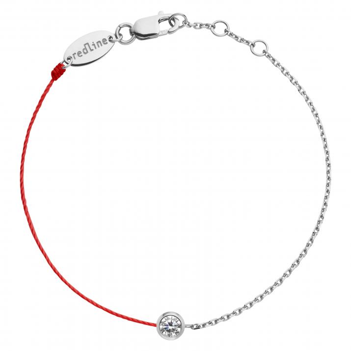Half-thread, half-chain children's bracelet with 0.05-carat diamond in bezel-set white gold  - Redline - 0++
