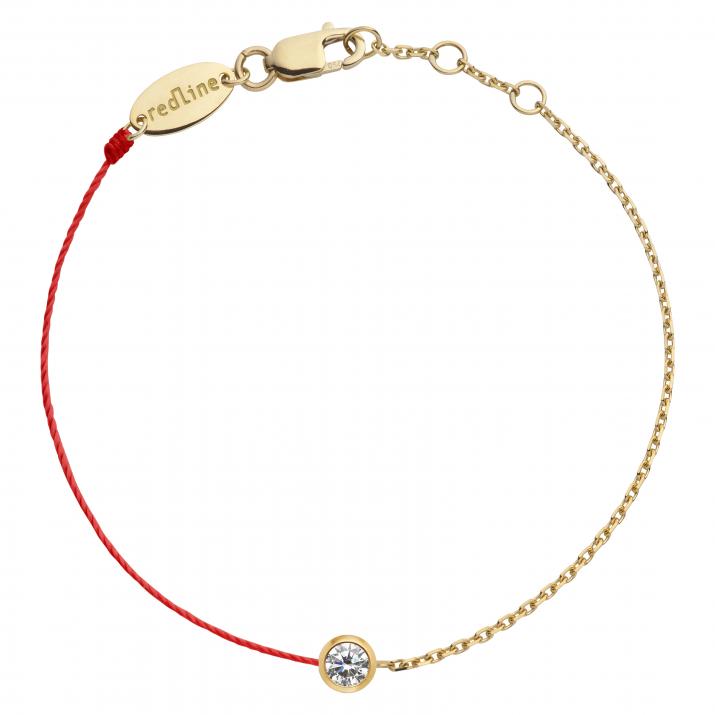 String and chain bracelet with 0.1ct diamond in yellow gold bezel setting - Redline - 0++