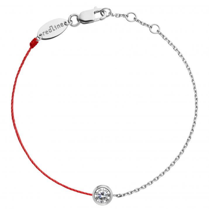 String and chain bracelet with 0.2ct diamond in white gold bezel setting - Redline - 0++