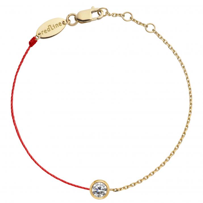 String and chain bracelet with 0.2ct diamond in yellow gold bezel setting - Redline - 0++