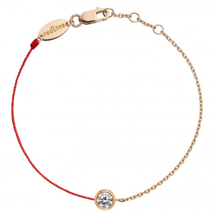 String and chain bracelet with 0.2ct diamond in rose gold bezel setting - Redline - 0++