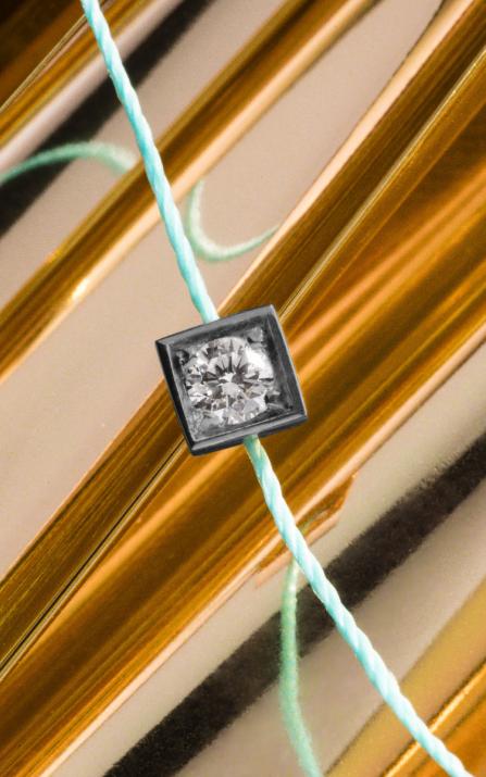 String bracelet with diamond in black gold square - Redline - 0++