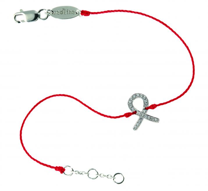 String Bracelet For Women with 0.069ct Round Diamond in White Gold Pavé Setting - Redline - 0++