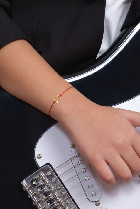 String bracelet with diamond on a snake in yellow gold - Redline - 0++