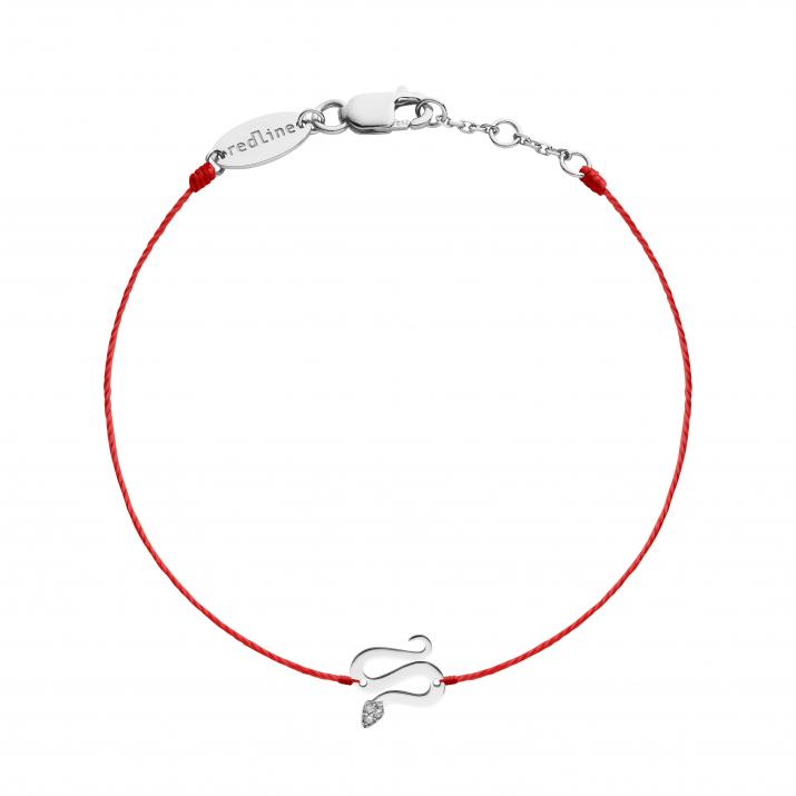 String bracelet with diamond on a snake in white gold - Redline - 0++