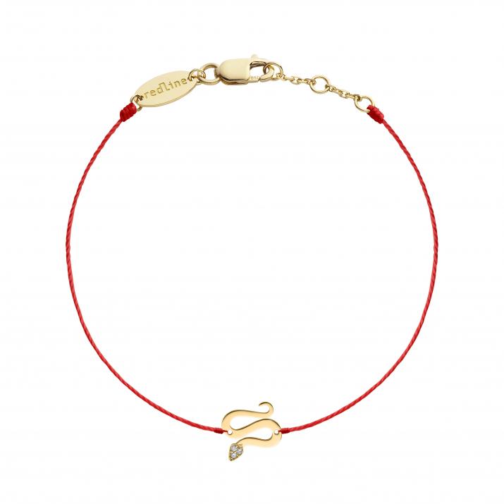 String bracelet with diamond on a snake in yellow gold - Redline - 0++