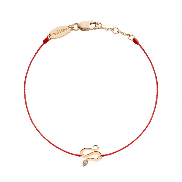 String bracelet with diamond on a snake in rose gold - Redline - 0++