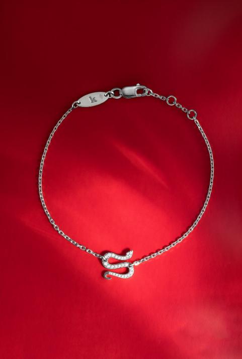 White gold chain bracelet with diamond-paved snake - Redline - 0++