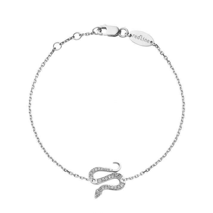 White gold chain bracelet with diamond-paved snake - Redline - 0++