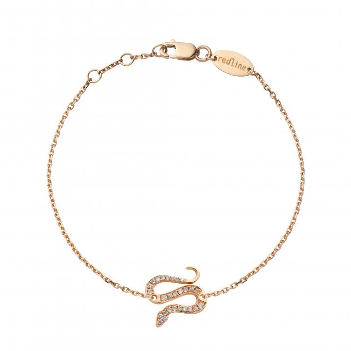Rose gold chain bracelet with diamond-paved snake - Redline - 0++
