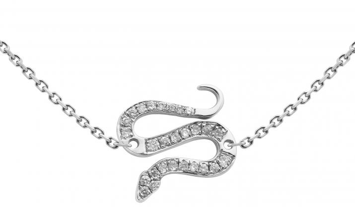 White gold chain necklace with diamond-paved snake - Redline - 0++
