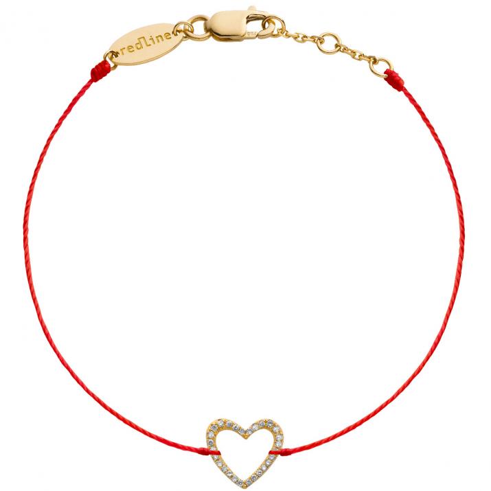 String bracelet with diamond-paved heart in yellow gold - Redline - 0++