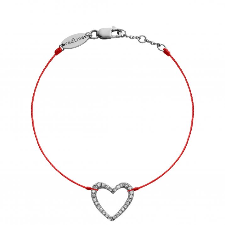 String bracelet with diamond-paved heart in black gold - Redline - 0++