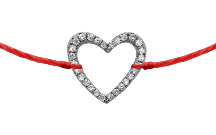 String bracelet with diamond-paved heart in black gold - Redline - 0++