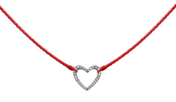 String necklace with diamond-paved heart in black gold - Redline