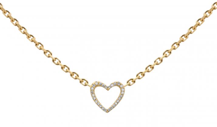 Yellow gold chain necklace with diamond-paved heart - Redline