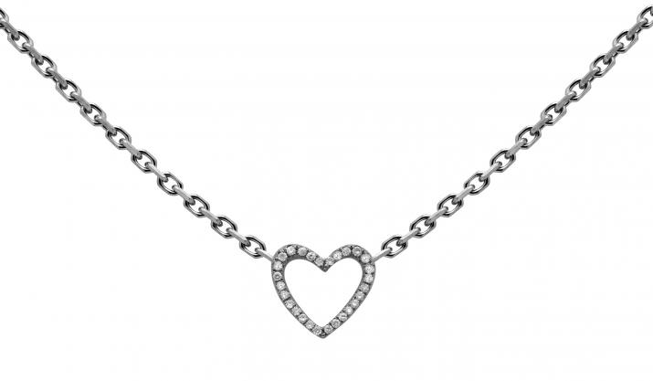 Black gold chain necklace with diamond-paved heart - Redline