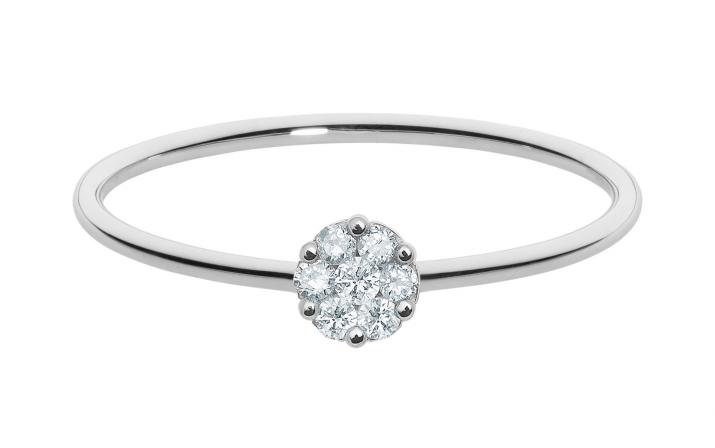 Bangle Ring with 0.05ct Round Diamond in White Gold Prong Setting - Redline - 0++