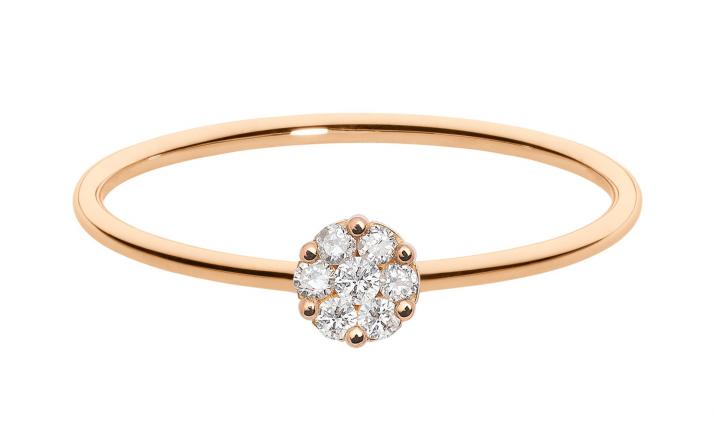 Bangle Ring with 0.05ct Round Diamond in Rose Gold Prong Setting - Redline - 0++