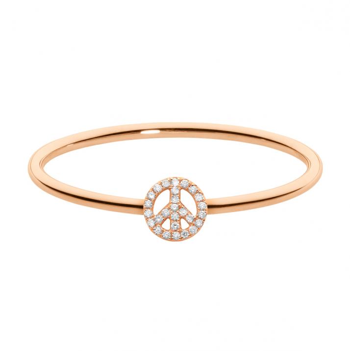 Bangle Ring with 0.12ct Round Diamond in Rose Gold Pavé Setting - Redline - 0++
