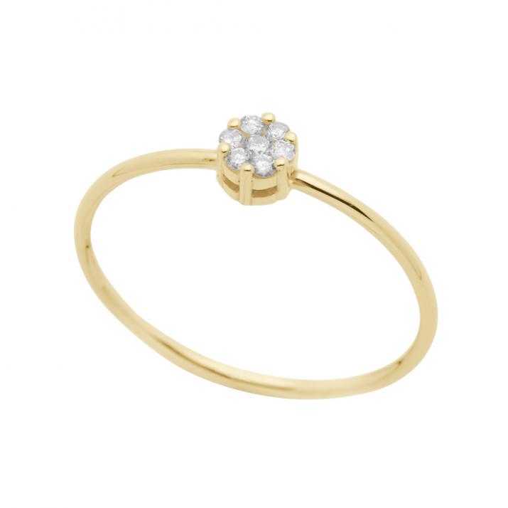 Ring with 0.10ct Round Diamond in Yellow Gold Cluster Setting - Redline
