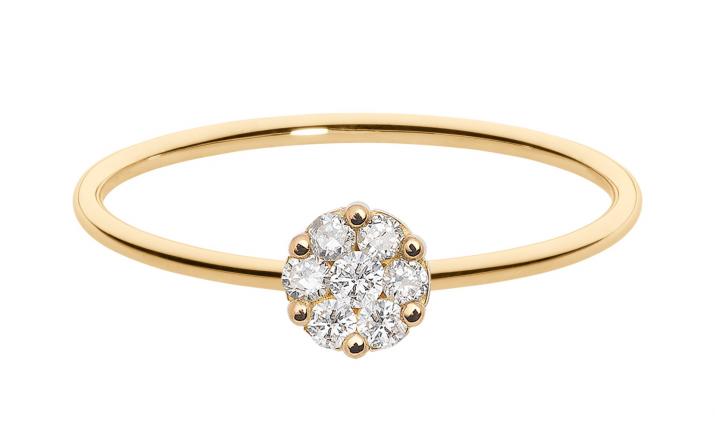 Ring with 0.20ct Round Diamond in Yellow Gold Cluster Setting - Redline - 0++