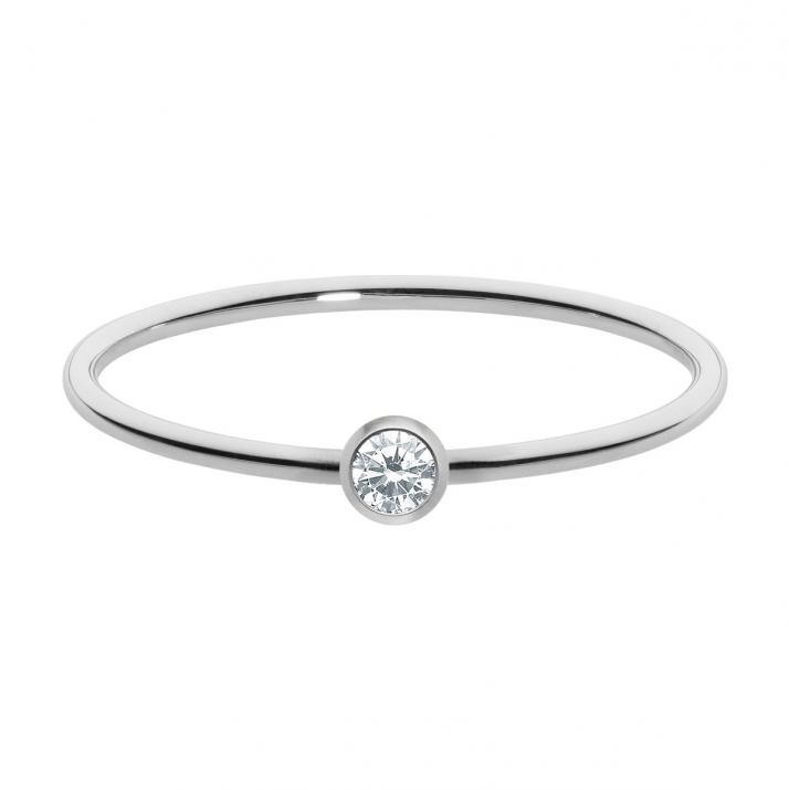 Bangle Ring with 0.05ct Round Diamond in White Gold Bezel Setting - Redline - 0++
