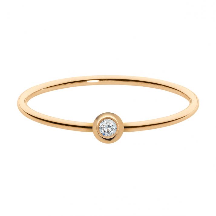 Bangle Ring with 0.05ct Round Diamond in Yellow Gold Bezel Setting - Redline - 0++