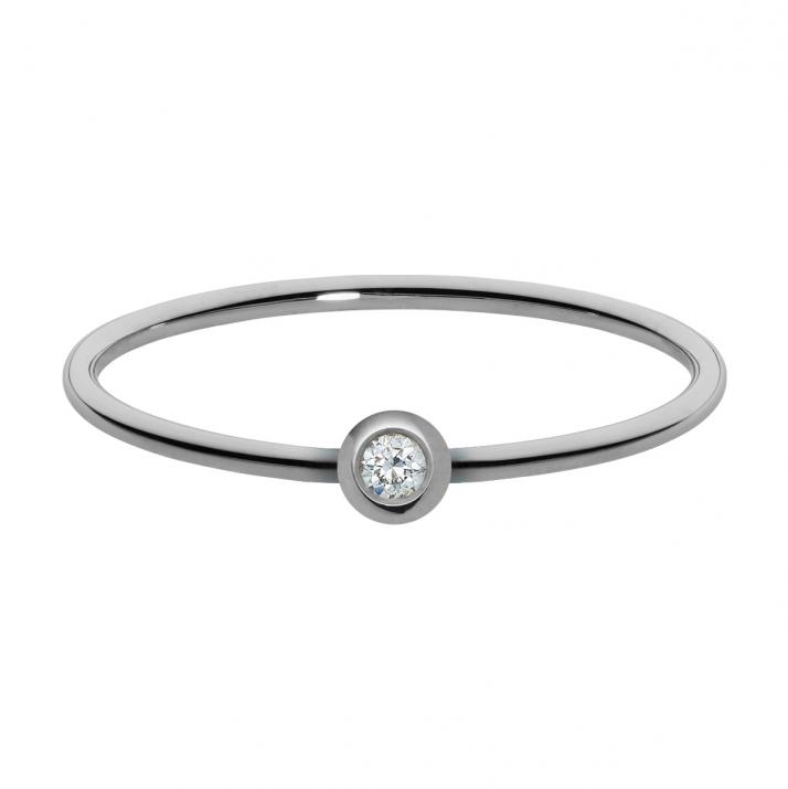 Bangle Ring with 0.05ct Round Diamond in Black Gold Bezel Setting - Redline - 0++