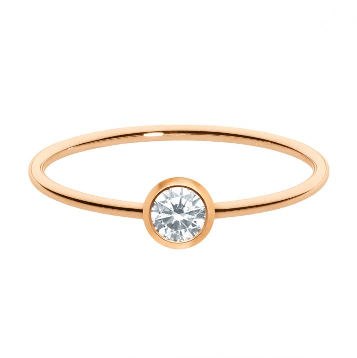 Bangle Ring with 0.20ct Round Diamond in Rose Gold Bezel Setting - Redline - 0++
