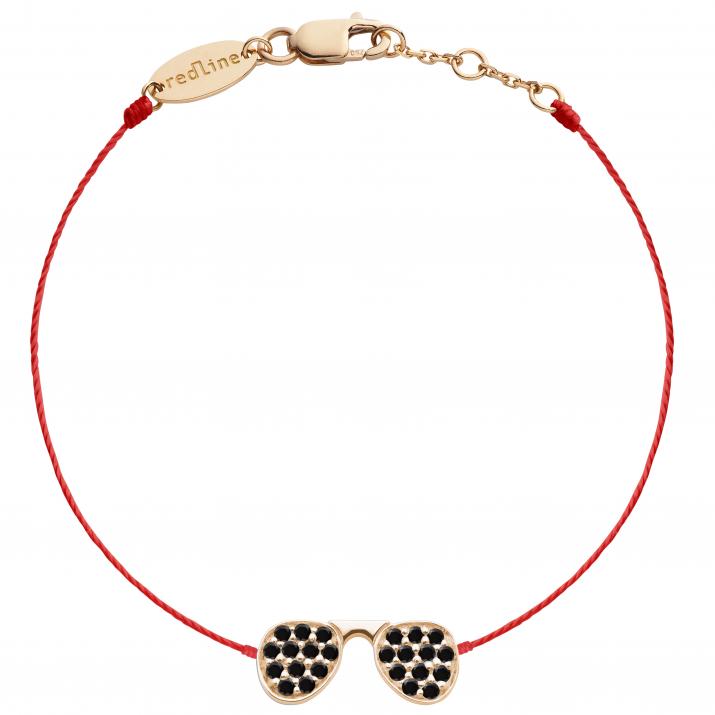 String Bracelet For Women with 0.12ct Round Black Diamond in Rose Gold Pavé Setting - Redline