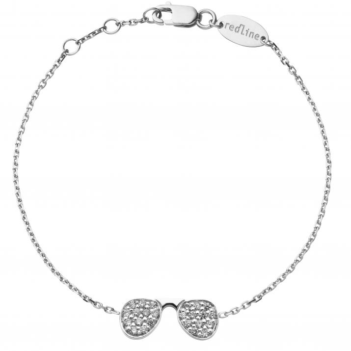 Chain Bracelet For Women with 0.12ct Round Diamond in White Gold Pavé Setting - Redline