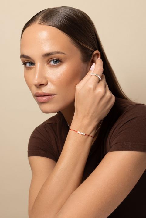 String bracelet with pearls in rose gold clasp - Redline - 0++